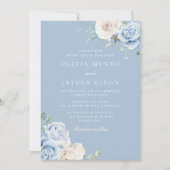 Sky Blue Dusty Blue Flowers Wedding Kaart (Voorkant)