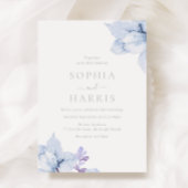 Sky Blue Dusty Waterverf Bloemen bruiloft Kaart