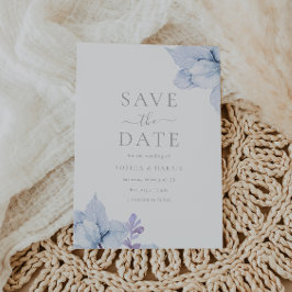 Sky Blue Dusty Waterverf Bloemen bruiloft Save The Date