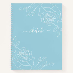 Sky Blue Elegant Floral Sketchbook Notitieboek
