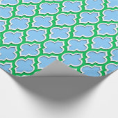 Sky Blue Emerald Green Wht XL Moroccan #4DS Cadeaupapier (Hoek)