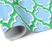 Sky Blue Emerald Green Wht XL Moroccan #4DS Cadeaupapier (Rol Hoek)