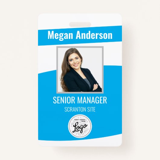 Sky Blue Employee Photo ID Badge (Voorkant)
