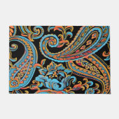 Sky Blue en Autumn Oranje  Paisley Deurmat (Voorkant)
