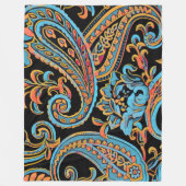 Sky Blue en Autumn Oranje  Paisley Fleece Deken (Voorkant)