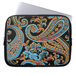 Sky Blue en Autumn Oranje  Paisley Laptop Sleeve