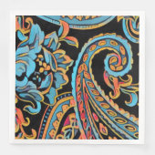 Sky Blue en Autumn Oranje  Paisley Servet (Voorkant)