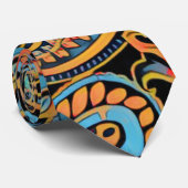 Sky Blue en Autumn Oranje Paisley Stropdas (Opgerold)