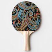 Sky Blue en Autumn Oranje  Paisley Tafeltennisbatje (Voorkant)