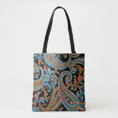 Sky Blue en Autumn Oranje  Paisley Tas Ba (Voorkant)