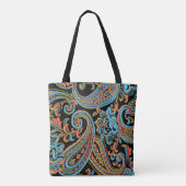 Sky Blue en Autumn Oranje  Paisley Tas Ba (Achterkant)