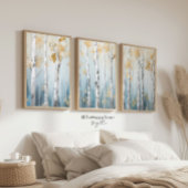 Sky Blue en Beige Birch Trees Forest Print 1 van 3