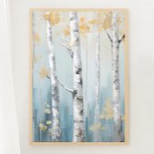 Sky Blue en Beige Birch Trees Forest Print 2of 3