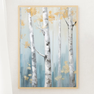 Sky Blue en Beige Birch Trees Forest Print 2of 3