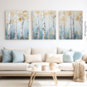Sky Blue en Beige Birch Trees Forest Print 2of 3
