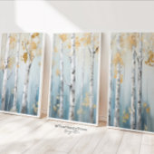 Sky Blue en Beige Birch Trees Forest Print 2of 3