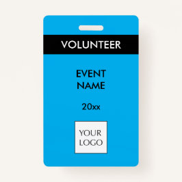 Sky Blue en Black Event Volunteer Logo Badge