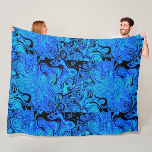 Sky Blue en Black Fire Stone Fleece Deken (In situ)