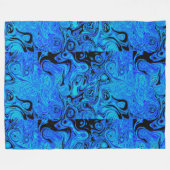 Sky Blue en Black Fire Stone Fleece Deken (Voorkant (Horizontaal))