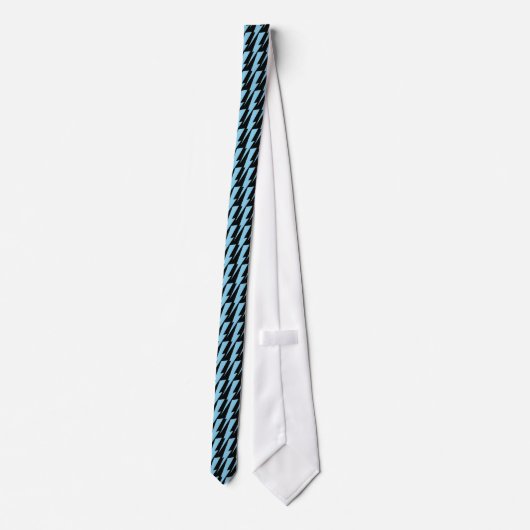 Sky Blue en Black Lightning Bolt Necktie Stropdas (Achterkant)