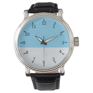 Sky Blue en Bord Silver Horloge