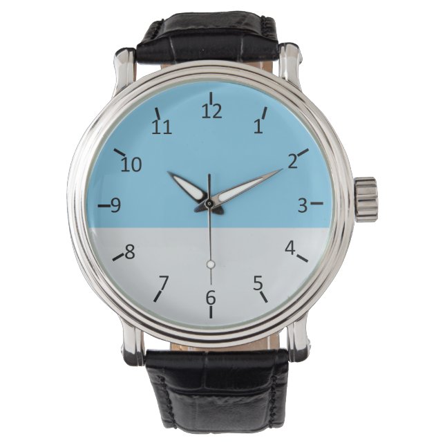 Sky Blue en Bord Silver Horloge (Voorkant)