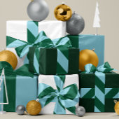 Sky Blue en Donkergroen Wide Stripe Satijnen Lint