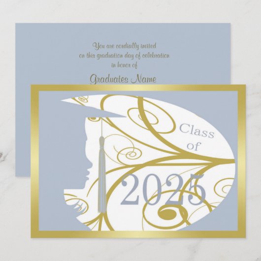 Sky Blue en Gold Silhouette 2025 Kaart (Voorkant / Achterkant)