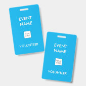 Sky Blue en Ivory Event Vrijwilliger Logo Badge (Voor- en achterkant)
