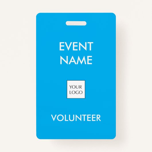 Sky Blue en Ivory Event Vrijwilliger Logo Badge (Voorkant)