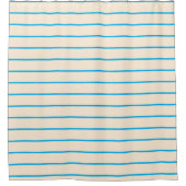 Sky Blue en Ivory Stripes Geometric Pattern Douchegordijn (Voorkant)