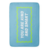 Sky Blue en Lime Green Wavy Aanmoedigende woorden Badmat (Voorkant Verticaal)