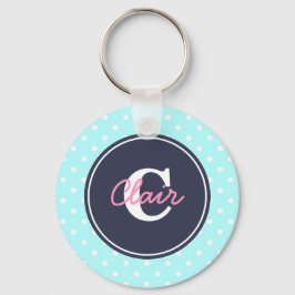 Sky Blue en Navy, Initiaal en naam Sleutelhanger