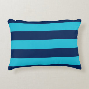Sky Blue en Navy Stripe Pattern Accent Kussen