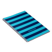Sky Blue en Navy Stripes met naam Notitieboek (Rechterzijde)