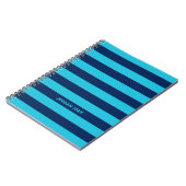 Sky Blue en Navy Stripes met naam Notitieboek (Linkerzijde)