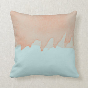 Sky Blue en Oranje Waterverf schilderkunst Kussen