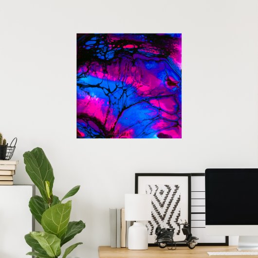Sky Blue en Roze Acrylpour Art Poster (Thuiskantoor)