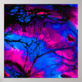 Sky Blue en Roze Acrylpour Art Poster (Voorkant)