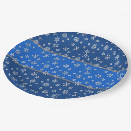 Sky Blue en Snowflakes Papieren Bordje (Gekanteld)