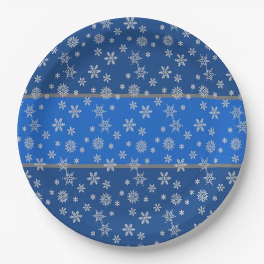 Sky Blue en Snowflakes Papieren Bordje (Voorkant)
