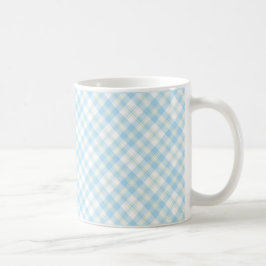 Sky Blue en White Check Coffee Mok