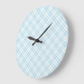 Sky Blue en White Check Round Wall-klok Grote Klok (Hoek)