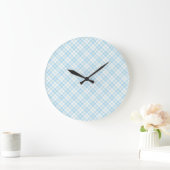 Sky Blue en White Check Round Wall-klok Grote Klok (Huis)