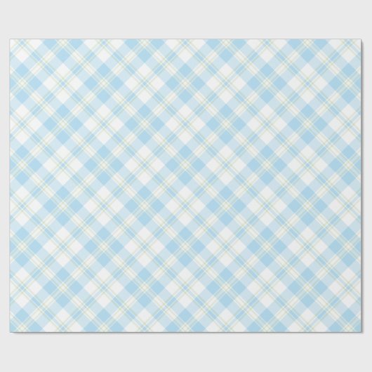 Sky Blue en White Check Wrapping Paper Roll Cadeaupapier (Vlak)
