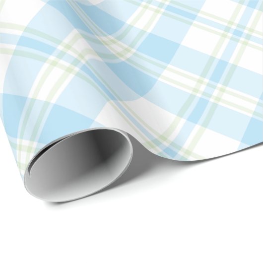 Sky Blue en White Check Wrapping Paper Roll Cadeaupapier (Rol Hoek)