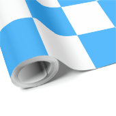 Sky Blue en White Checkerboard Pattern Cadeaupapier (Rol Hoek)