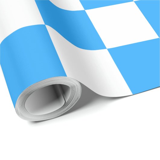 Sky Blue en White Checkerboard Pattern Cadeaupapier (Rol Hoek)