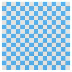Sky Blue en White Checkerboard Pattern Stof