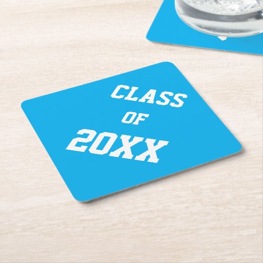 Sky Blue en White Class Kleuren Afstuderen Kartonnen Onderzetters (Schuin)